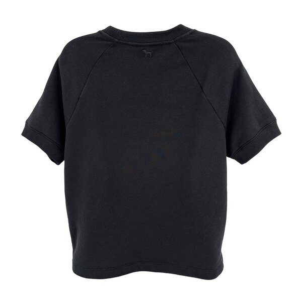 Pink VS Womens Black Oversized Short Sleeve Cropped Short Sleeve Sweatshirt  XS - Picture 3 of 7